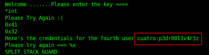 Credential for the fourth user obtained from strings.