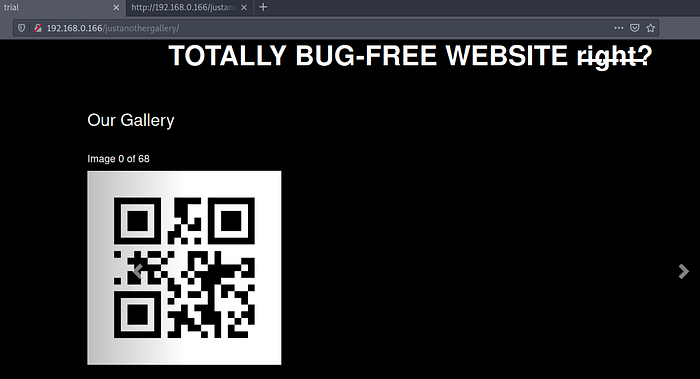 A web page containing a QR code image.
